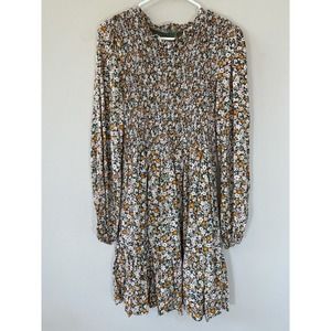 Andree by Unit Floral Long Sleeve Fit & Flare Dress Smocked MEDIUM Bohemian Boho